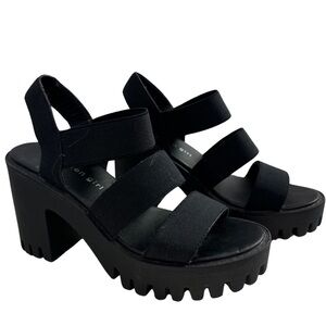 Maden Girl Shoes | Women's Solid Elastic Band Block Heeled Shoes